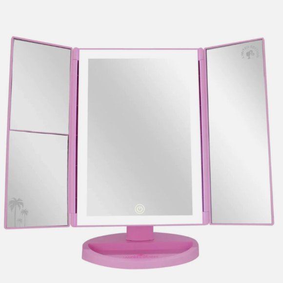 Barbie 🌴  Trifold LED Tri-Tone Makeup Mirror with Magnifiction NWT - Picture 2 of 13